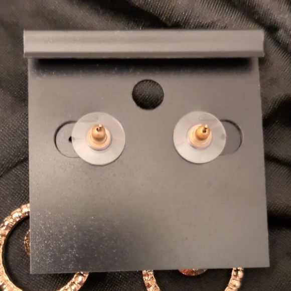 Saks Fifth Avenue Black and Gold Crystal Earrings - Picture 2 of 3